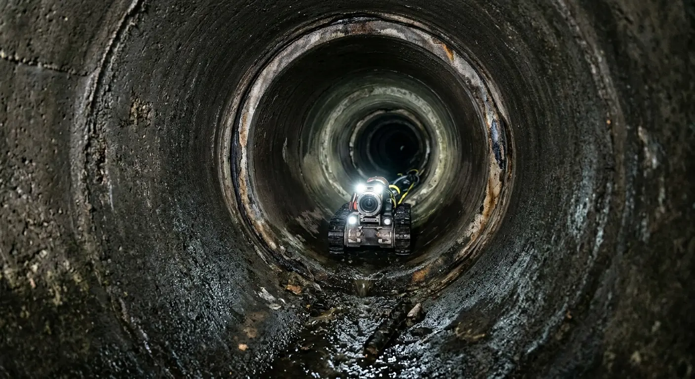 Robotic sewer camera inspecting pipe interior for Drain Snake Service in West Whittier-Los Nietos